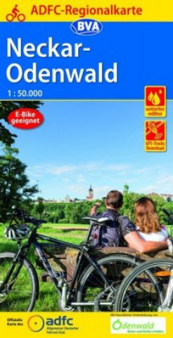 Tlačovina ADFC-Regionalkarte Neckar-Odenwald, 1:50.000, reiß- und wetterfest, GPS-Tracks Download 