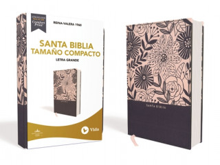Kniha RVR60 Santa Biblia, Letra Grande, Tamano Compacto, Tapa Dura/Tela, Azul Floral, Edicion Letra Roja 
