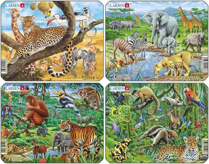 Joc / Jucărie Puzzle MINI - Exotická zvířata/11 dílků (4 druhy) 