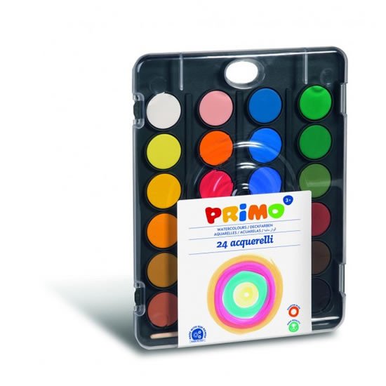 Papírenské zboží PRIMO vodové barvy BLACK 24 barev + štětec 