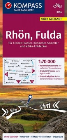 Tiskanica KOMPASS Fahrradkarte 3356 Rhön, Fulda 1:70.000 