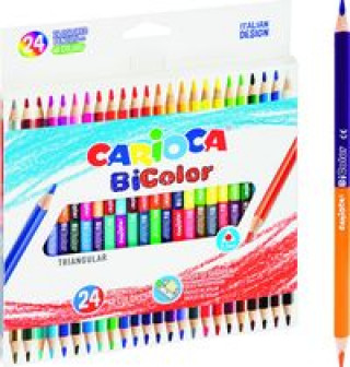Kniha Kredki ołówkowe trójkątne Carioca BiColor 24/48 kolorów 