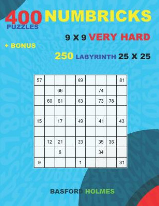Carte 400 NUMBRICKS puzzles 9 x 9 VERY HARD + BONUS 250 LABYRINTH 25 x 25: Sudoku with HARD levels puzzles and a Labyrinth very hard levels Basford Holmes