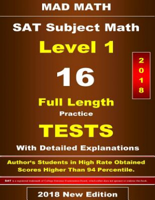 Könyv 2018 SAT Subject Math Level-I 16 Tests John Su