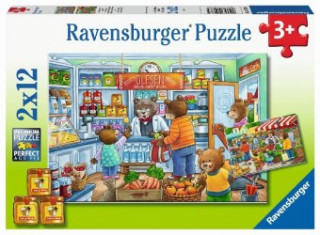 Spiel/Spielzeug Ravensburger Kinderpuzzle - 05076 Komm, wir gehen einkaufen - Puzzle für Kinder ab 3 Jahren, mit 2x12 Teilen 