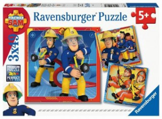 Játék Ravensburger Kinderpuzzle - 05077 Unser Held Sam - Puzzle für Kinder ab 5 Jahren, mit 3x49 Teilen, Puzzle mit Feuerwehrmann Sam 