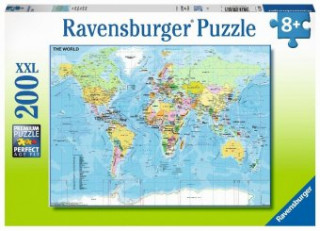 Játék Ravensburger Kinderpuzzle - 12890 Die Welt - Puzzle-Weltkarte für Kinder ab 8 Jahren, mit 200 Teilen im XXL-Format 