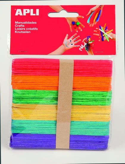 Papírenské zboží APLI nanuková dřívka 114 x 10 x 2 mm - mix barev 50 ks 