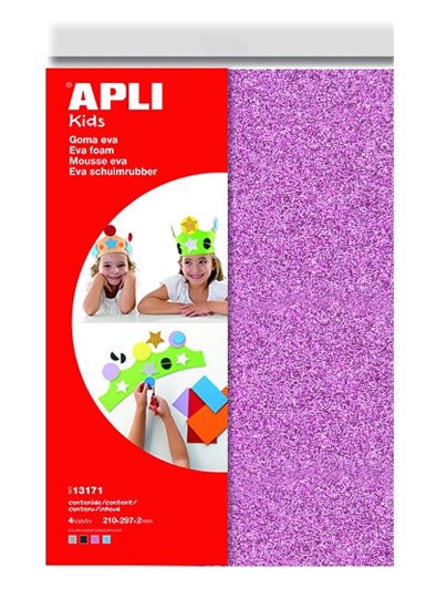 Papírenské zboží APLI pěnovka se třpytkami 210 x 297 mm - mix 4 barev  4 ks 
