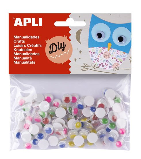 Papírenské zboží APLI oči kulaté O 10 mm samolepicí - mix barev 100 ks 