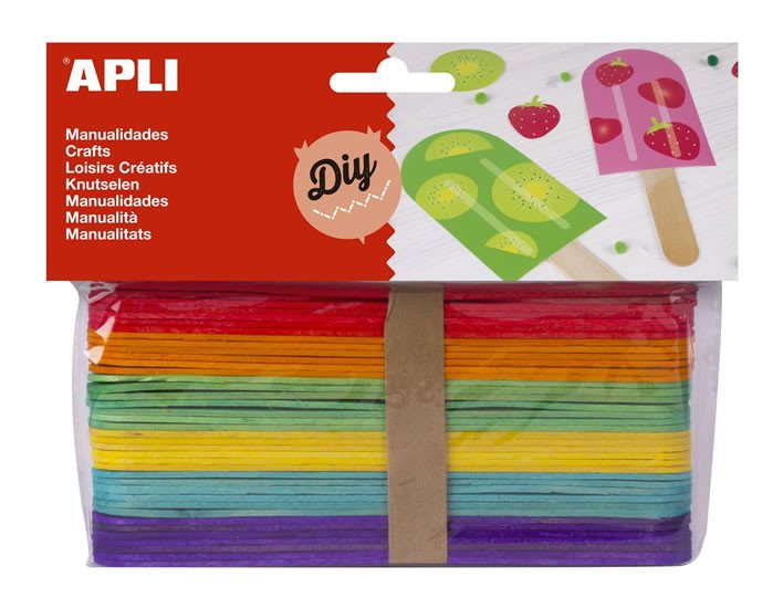 Papírenské zboží APLI nanuková dřívka 150 x 18 mm - mix barev 40 ks 