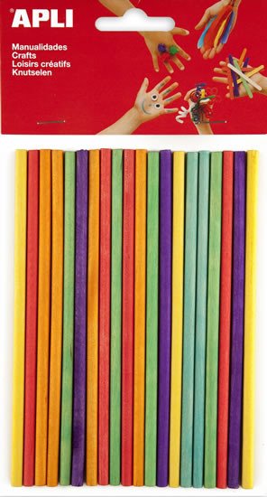 Papírszerek APLI špejle dřevěné 150 x 5 mm - mix barev 25 ks 