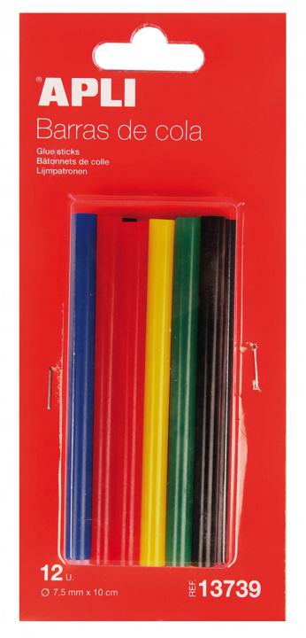 Papírszerek APLI tavné tyčinky O 7,5 mm x 10 cm - mix barev 12 ks 