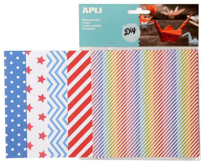 Papírszerek APLI origami papír 15 x 15 cm - mix barevných vzorů 50 ks 