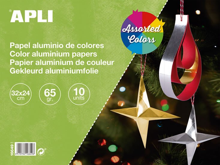 Papírenské zboží APLI metalický papír 32 x 24 cm - blok 10 listů, mix barev 