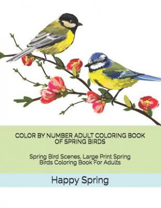 Carte Color by Number Adult Coloring Book of Spring Birds: Spring Bird Scenes, Large Print Spring Birds Coloring Book for Adults Happy Spring