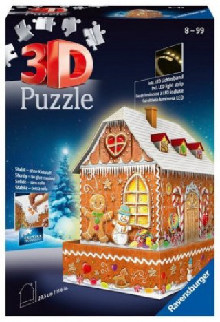 Játék Ravensburger 3D Puzzle 11237 - Lebkuchenhaus bei Nacht - 216 Teile - Weihnachtsdeko für Erwachsene und Kinder ab 8 Jahren - leuchtet im Dunkeln 