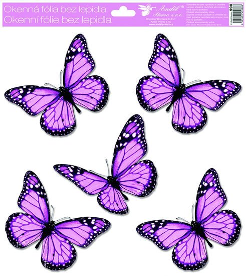 Carte Okenní fólie 33 x 30cm - motýli s glitry 