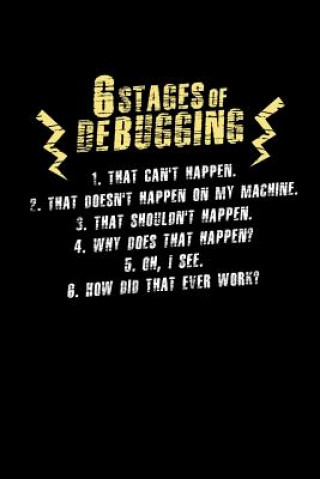 Buch 6 Stages of Debugging: 120 Pages I 6x9 I Music Sheet I Funny Software Engineering, Coder & Hacker Gifts Funny Notebooks