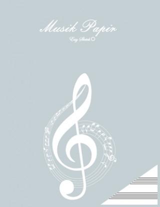Kniha musik paper: A4, 11 x 8,5 inch, 100 sider. 13 stave pr. Side, bl?t omslag, muzic-n?gle, clef, moderne, med illustration. Essy Sketch