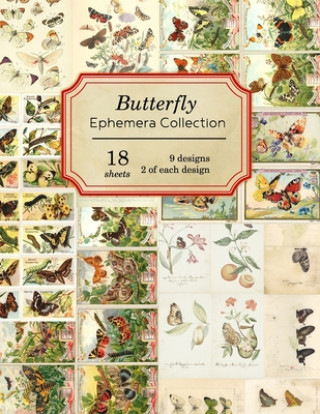 Kniha Butterfly Ephemera Collection: 18 sheets - 9 designs - 2 of each design Ilopa Journals
