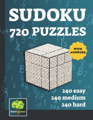 Kniha 720 Sudoku Puzzles: Easy, Medium, Hard puzzles including instruction and answer keys Brainer Games