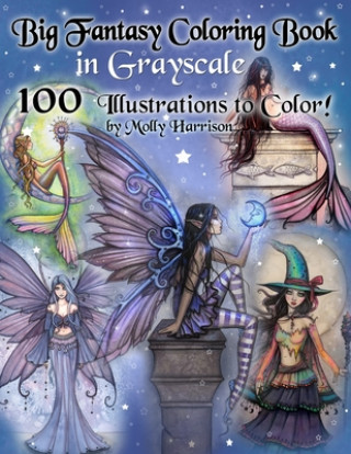 Carte Big Fantasy Coloring Book in Grayscale - 100 Illustrations to Color by Molly Harrison Molly Harrison