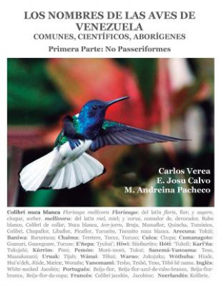 Knjiga Los Nombres de las Aves de Venezuela: Comunes, Científicos, Aborígenes: Primera Parte: No Passeriformes E. Josu Calvo