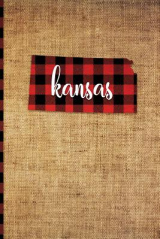 Carte Kansas: 6 X 9 108 Pages: Buffalo Plaid Kansas State Silhouette Hand Lettering Cursive Script Design on Soft Matte Cover Notebo Print Frontier
