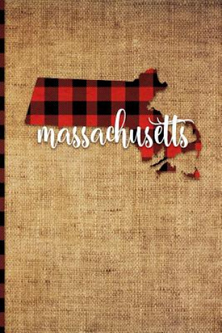 Carte Massachusetts: 6 X 9 108 Pages: Buffalo Plaid Massachusetts State Silhouette Hand Lettering Cursive Script Design on Soft Matte Cover Print Frontier
