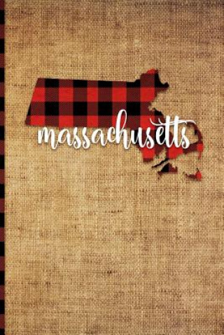 Книга Massachusetts: 6 X 9 108 Pages: Buffalo Plaid Massachusetts State Silhouette Hand Lettering Cursive Script Design on Soft Matte Cover Print Frontier