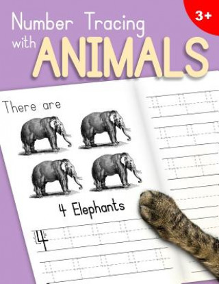 Książka Number Tracing With Animals: Learn the Numbers - Number and Counting Practice Workbook for Children in Preschool and Kindergarten - Lavender-Peach Dr Ashley Thomas