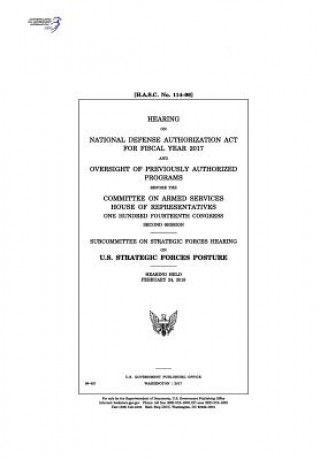 Könyv Hearing on National Defense Authorization Act for Fiscal Year 2017 and oversight of previously authorized programs before the Committee on Armed Servi United States House of Representatives