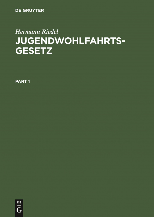 Knjiga Jugendwohlfahrtsgesetz Hermann Riedel