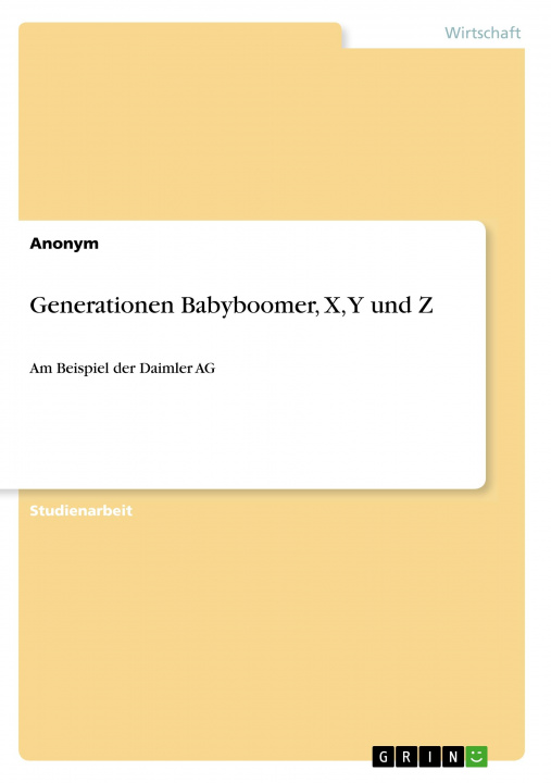 Carte Generationen Babyboomer, X, Y und Z 