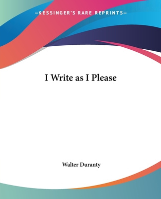 Kniha I Write as I Please Walter Duranty