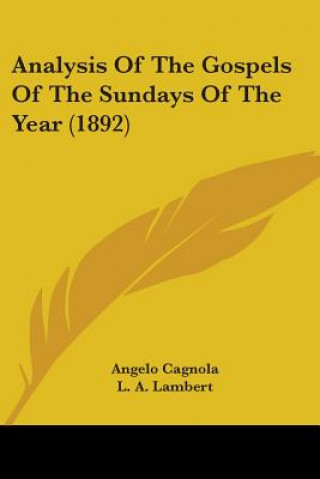 Kniha Analysis Of The Gospels Of The Sundays Of The Year (1892) Angelo Cagnola