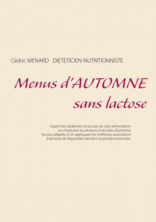 Carte Menus d'automne sans lactose Cédric Menard