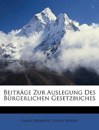 Kniha Beitrage Zur Auslegung Des Burgerlichen Gesetzbuches Franz Bernhft