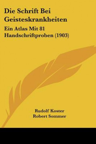 Knjiga Die Schrift Bei Geisteskrankheiten: Ein Atlas Mit 81 Handschriftproben (1903) Rudolf Koster