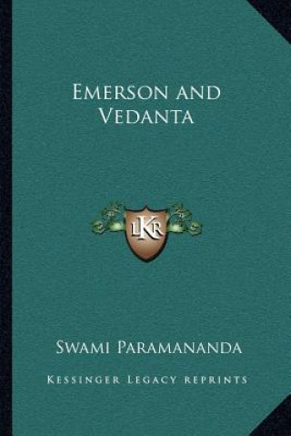 Buch Emerson and Vedanta Swami Paramananda