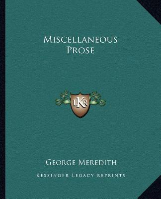 Buch Miscellaneous Prose George Meredith