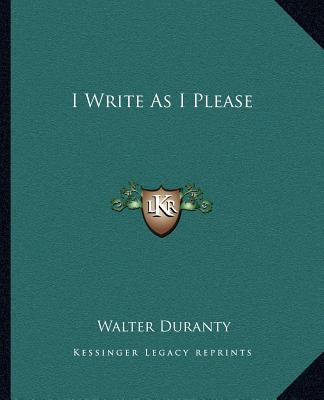 Kniha I Write As I Please Walter Duranty