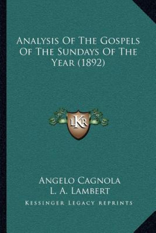 Kniha Analysis of the Gospels of the Sundays of the Year (1892) Angelo Cagnola