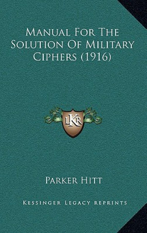 Buch Manual for the Solution of Military Ciphers (1916) Parker Hitt