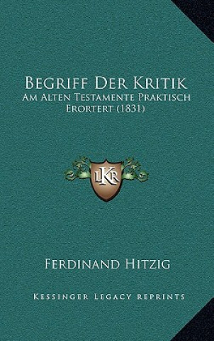 Kniha Begriff Der Kritik: Am Alten Testamente Praktisch Erortert (1831) Ferdinand Hitzig