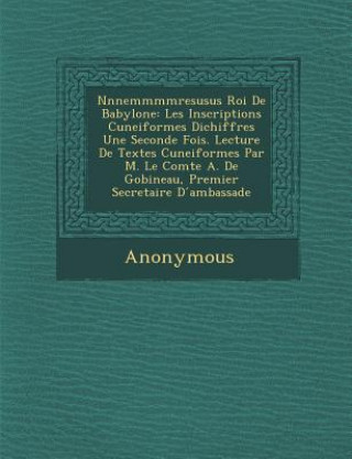 Buch Nnnemmmmresusus Roi de Babylone: Les Inscriptions Cuneiformes Dichiffr Es Une Seconde Fois. Lecture de Textes Cuneiformes Par M. Le Comte A. de Gobine Anonymous