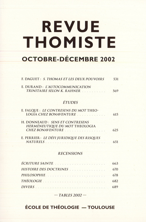 Knjiga Revue Thomiste - 4/2002 Philippe-Marie Margelidon