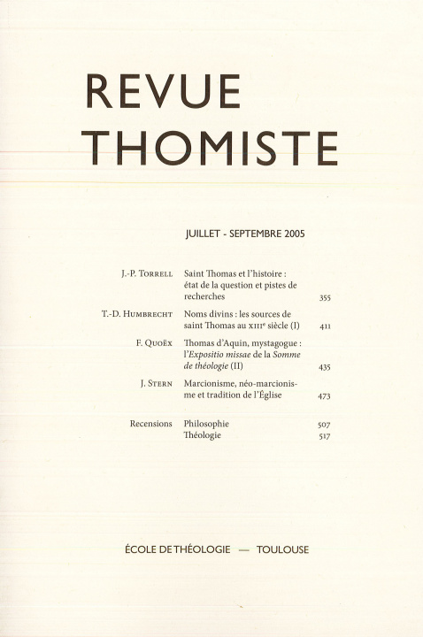 Könyv Revue Thomiste - 3/2005 Philippe-Marie Margelidon