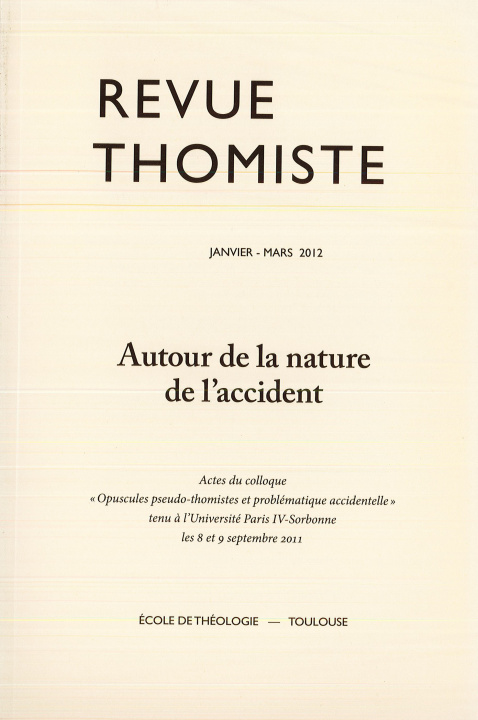 Carte Revue Thomiste - 1/2012 Philippe-Marie Margelidon